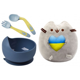 Комплект S&T М'яка іграшка Pusheen cat/тарілка Y10 та прилади vol-10590