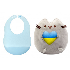 Комплект S&T М'яка іграшка Pusheen cat та силіконовий слинявчик (vol-10578)