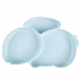 Трехсекционная силиконовая тарелка 2Life Кролик Y5 525 мл Голубой (v-11044)