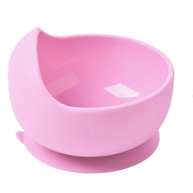 Силиконовая круглая глубокая тарелка для первых блюд на присоске 2Life Y8 350 мл Розовый (n-10666)