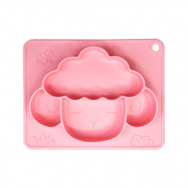 Силіконова тарілка-килимок "Баранчик" Mega Zayka MGZ-0125 (Pink) 18х23 см