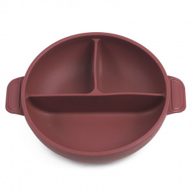 Глубокая трехсекционая силиконовая тарелка 2Life Y16 560 мл Бордовый (v-11083)