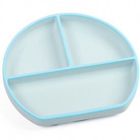 Силиконовая трехсекционная тарелка 2Life Y5+Y9 660 мл Светло-голубая с голубым (v-11097)