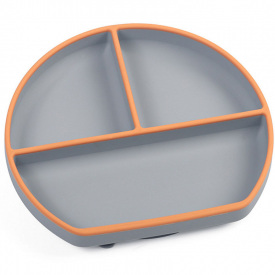 Силиконовая трехсекционная тарелка 2Life Y18+Y25 660 мл Серая с оранжевым (v-11100)