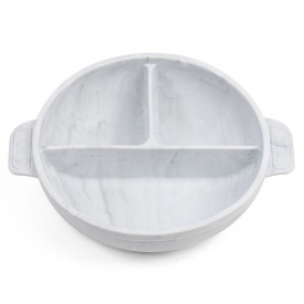 Глубокая трехсекционая силиконовая тарелка 2Life Y1 560 мл Белый мрамор (v-11068)