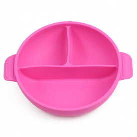 Глубокая трехсекционая силиконовая тарелка 2Life Y8 560 мл Розовый (v-11075)