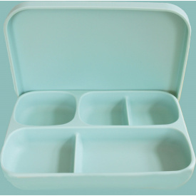 Детская пяти-секционная силиконовая тарелка с присоской с крышкой 2Life 700 мл Мятный (vol-10198)