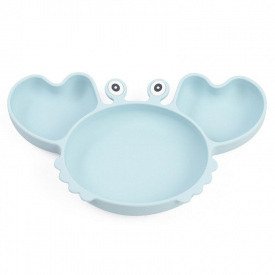 Трехсекционная силиконовая тарелка 2Life Краб Y5 540 мл Голубой (v-11030)