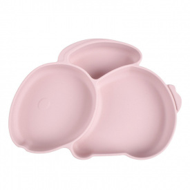 Трехсекционная силиконовая тарелка 2Life Кролик Y26 525 мл Розовый (v-11052)