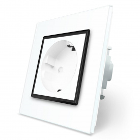 Розетка з заземленням Livolo білий чорний скло (VL-C7C1EU-11B)