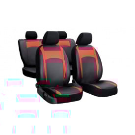 Авточехлы из эко кожи MAZDA 3 2004-2008 POK-TER Design Leather с красной вставкой