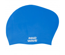 Шапочка для плавания силиконовая на длинные волосы для взрослых MadWave LONG HAIR M051101 Синий