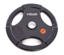 Блины (диски) обрезиненные Zelart TA-5160-20 20кг Черный