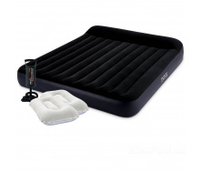 Надувной матрас Intex 64144-2 183 x 203 x 25 см двумя подушками и ручным насосом Двухместный