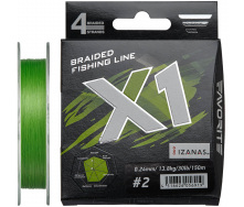 Шнур Favorite X1 PE 4x 150m #2.0/0.240mm 30lb/13.8kg Зеленый (1013-1693.11.33)