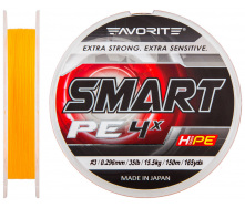 Шнур Favorite Smart PE 4x 150м #3.0/0.296мм 15.5кг Оранжевый (1013-1693.10.22)