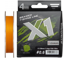 Шнур Favorite X1 PE 4x 150m #0.6/0.128mm 12lb/5.4kg Оранжевый (1013-1693.11.18)