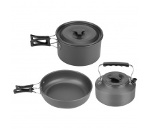 Набор посуды туристический Steel Set GL-C31 3 предмета (каструля, сковородка, чайник) (3_03314)