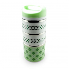 Ланч бокс Unique UN-1522 секционный разборной 1.2L White-Green (3_02913)