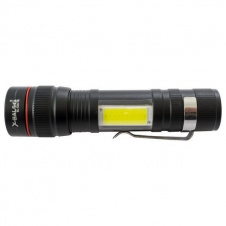 Фонарь ручной встроенный аккумулятор X-Balog BL-520-T6 ХРЕ + COB mircoUSB zoom Черный