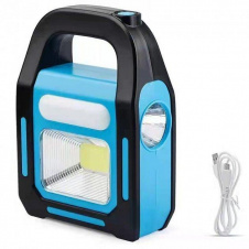 Фонарь аккумуляторный переносной Bailong BL-925 с солнечной панелью Blue-Black (3_02773)