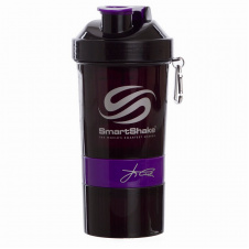 Шейкер 3-х камерный для спортивного питания SMART SHAKER SIGN JAY CUTLER 6020027 600мл Черный-Фиолетовый