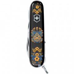 Складной нож Victorinox Huntsman Ukraine 91 мм 15 функций Украинские мотивы Черный (1.3713.3_T1370u) Косів