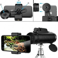 Монокуляр для смартфона и охоты влагозащищенный No Brand 40x60 HD1500m/950m Черный (2104618582) Ковель