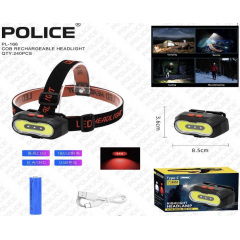 Яркий налобный туристический фонарь аккумуляторный Police PL-166 1*18650 COB charge Type-C Красный свет Черноморск