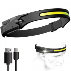 Фонарик налобный аккумуляторный Bailong BL-G28 XPE+COB USB зарядка+датчик движения (1756375758) Володарськ-Волинський