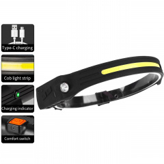 Фонарик налобный аккумуляторный Bailong BL-G28 XPE+COB USB зарядка+датчик движения (1756375758) Володарськ-Волинський