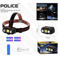 Яркий налобный фонарь аккумуляторный Police PL-167 1*18650 COB+2XP charge Type-C Боярка