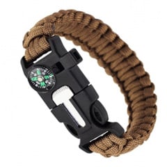 Браслет IP Paracord Flint-Fire + compass brown Королёво