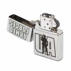 Зажигалка бензиновая Zippo Street Chrome 207 с гравировкой UA Armed Forces Серебристая (207 AFU) Королево