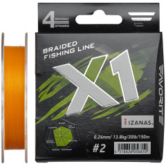 Шнур Favorite X1 PE 4x 150m #2.0/0.240mm 30lb/13.8kg Оранжевый (1013-1693.11.23) Бердичів
