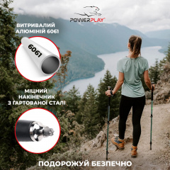 Палки для скандинавской ходьбы PowerPlay 9104 Lykke 80-135 см (пара) Курінь
