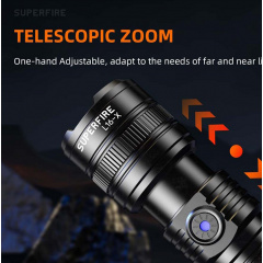 Фонарик ручной аккумуляторный SuperFire L16-T 900 Lumen IP43 Black Свеса