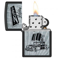 Зажигалка бензиновая Zippo 218 Car Ad Design Черно-серая (48572) Новомосковськ