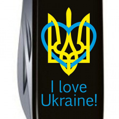 Складной нож Victorinox Huntsman Ukraine Трезубец с сердцем и I love Ukraine (1.3713.3_T1310u) Орехов