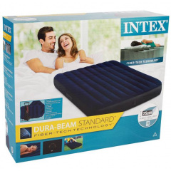 Комплект Матрас надувной Intex Велюр с подушками и насосом 152х203см Синий (64765) Херсон