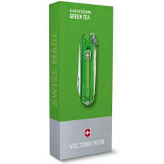 Складной нож Victorinox Classic 58 мм 7 функций Зеленый полупрозрачный (0.6223.T41G) Дзензелевка