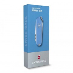Нож-брелок Victorinox Classic SD Colors Summer Rain 58 мм 7 функций Синий (0.6223.28G) Буча