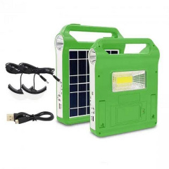 Портативная зарядная станция на солнечной батарее Solar Power с фонарём и лампами Power Bank 3000 mAh Green Киев