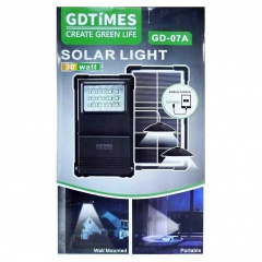 Портативная система освещения GDTimes GD-07a 2 LED лампы + солнечная панель с прожектором 3000 mAh Курень