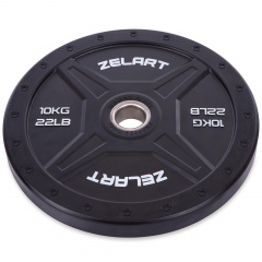 Бамперные диски для кроссфита Zelart TA-2258-10 10кг Черный Бердичев