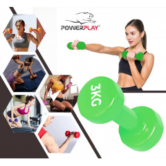 Гантели виниловые PowerPlay 4125 Achilles 2*3 кг. Зеленые (пара – 2шт.) Кобижча