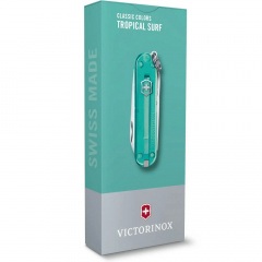 Складной нож Victorinox Classic 58 мм 7 функций Голубой полупрозрачный (0.6223.T24G) Запоріжжя