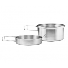 Набор посуды из нержавеющей стали Terra Incognita Pot Pan Set M для 2х человек 1.4/0.6 л Серый (TI-PotPanM) Гуляйполе