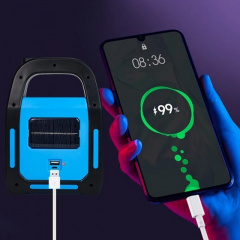 Фонарь аккумуляторный переносной Bailong BL-925 с солнечной панелью Blue-Black (3_02773) Бровари