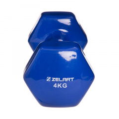 Гантель для фитнеса с виниловым покрытием Zelart TA-2777-4 4 кг Blue (SK000131) Київ